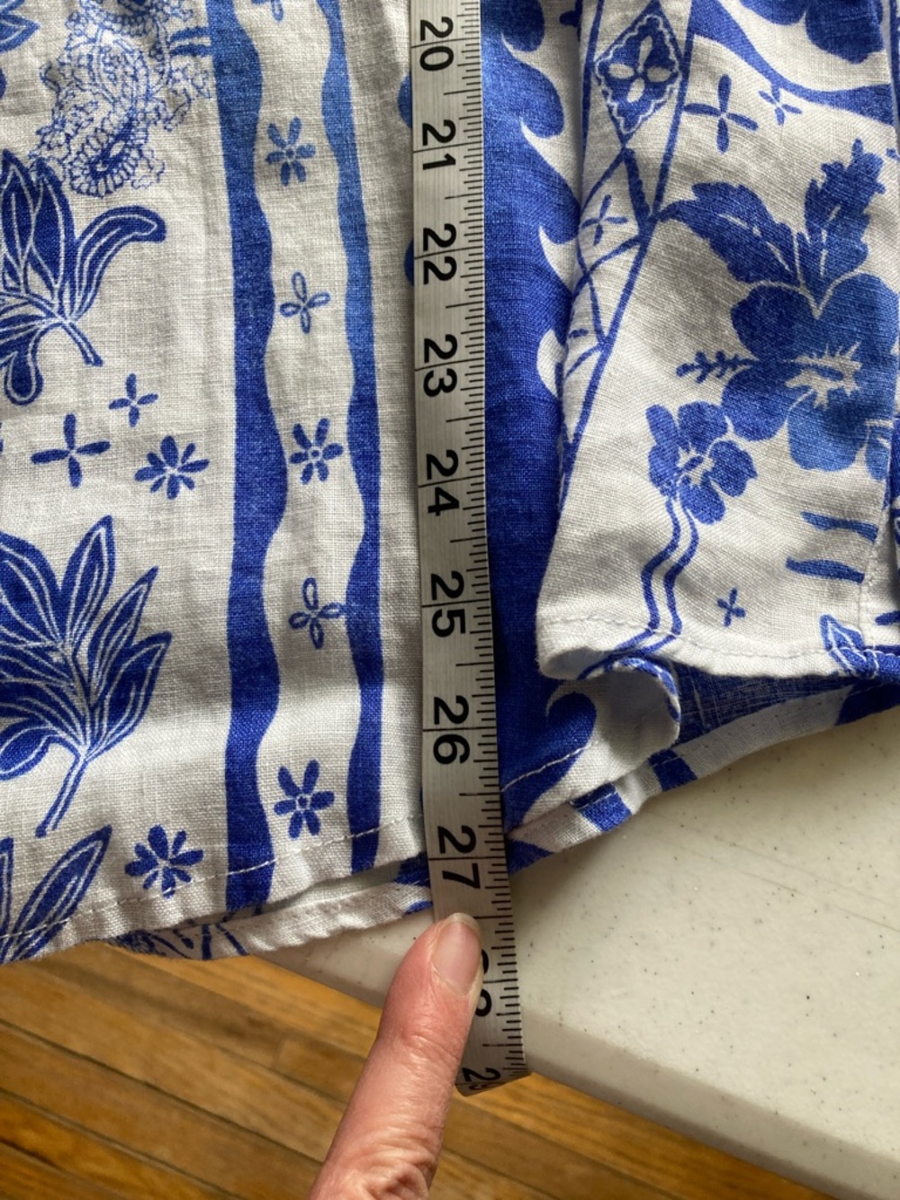 Joie White & Blue Linen Floral-Print Button Down Shirt - Picture 7 of 7
